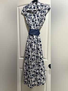 Navy Floral Collared Maxi Dress